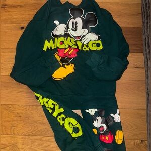 Disneyland Mickey Mouse Sweatshirt & Jogger Pants Bundle - Mickey & Co. Green